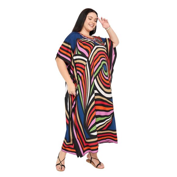 Gypsie Blu Women Caftan Dress Plus Size Polyester Mumu Maxi Cover Up Dresses - Picture 2 of 6